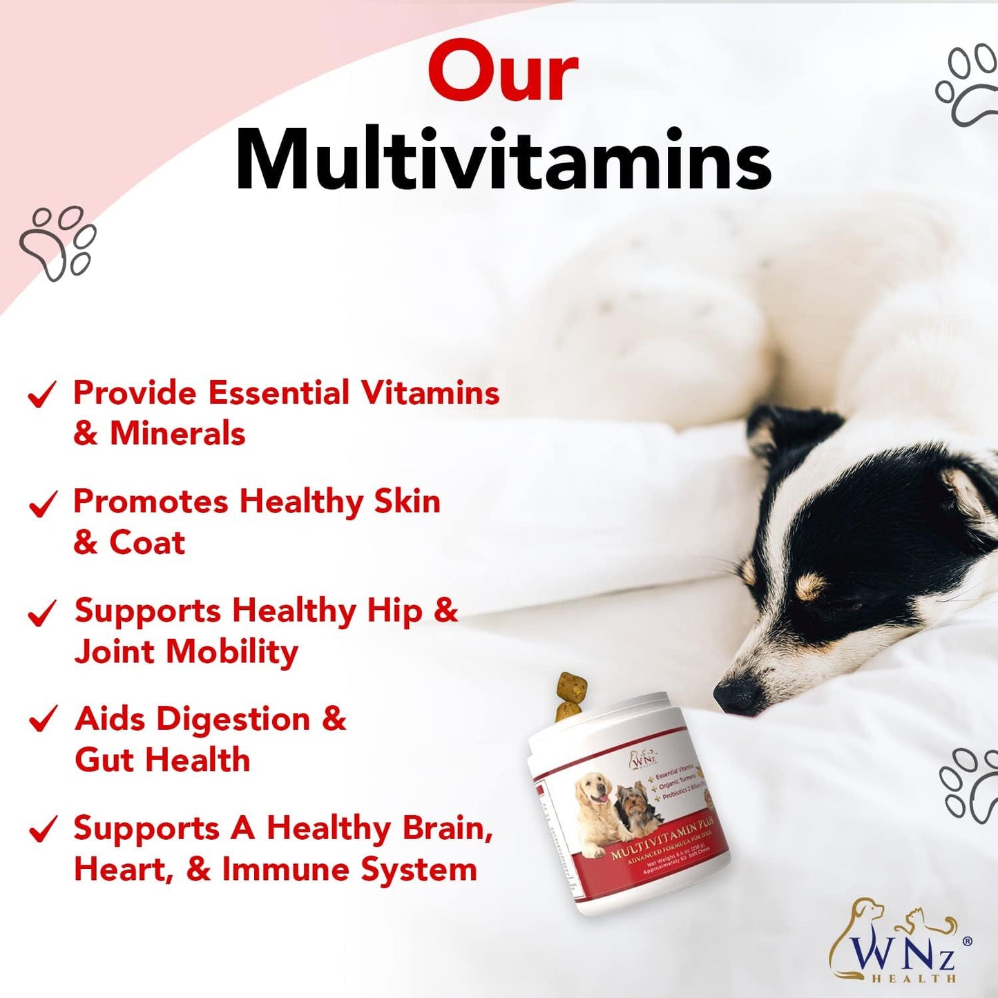 WNz Health Dog Probiotics & Multivitamins with Turmeric & Yucca, 60 Chews - görsel 4