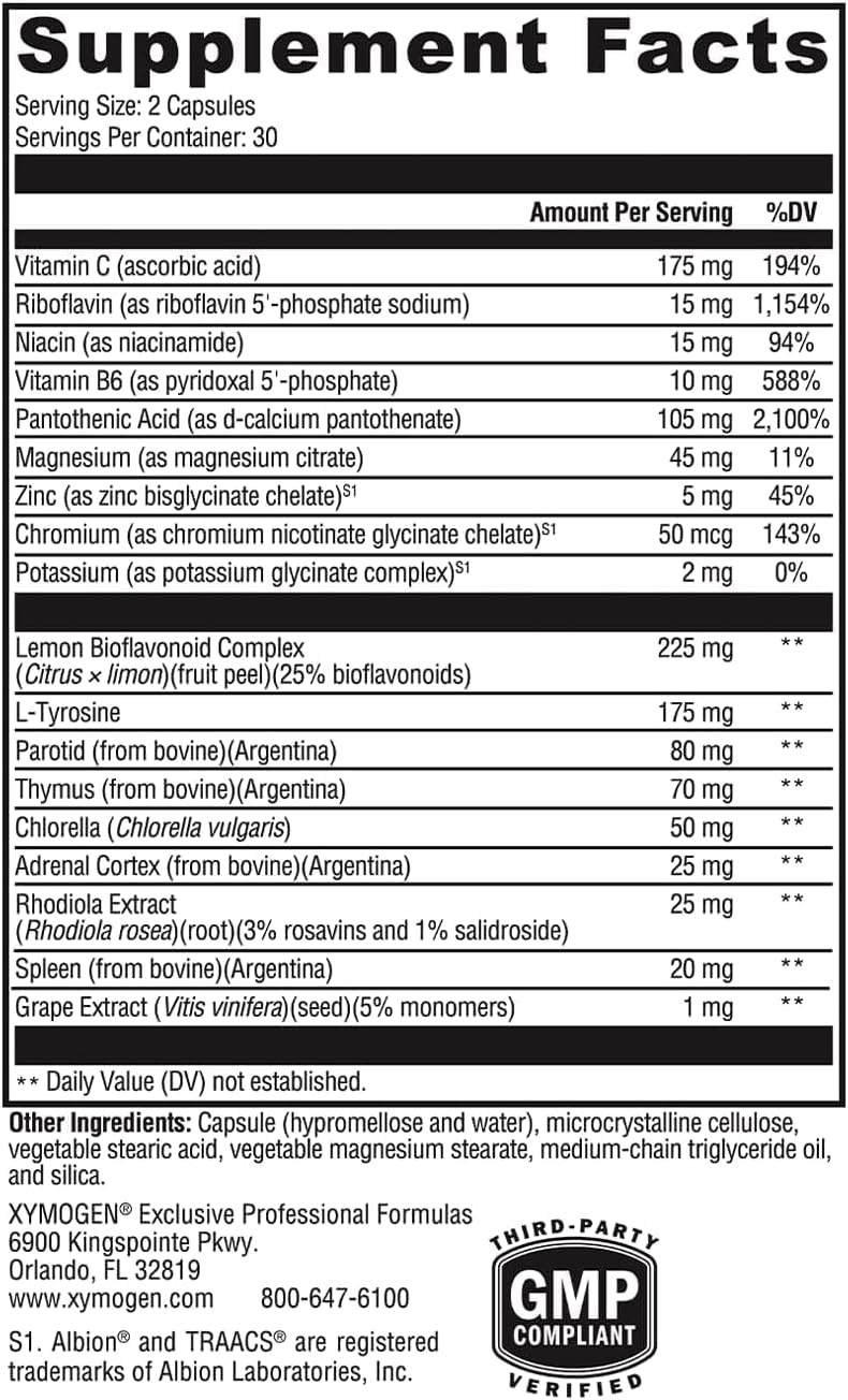 XYMOGEN Adrenal Manager - Adrenal Health Supplement for Stress Support, 60 Capsules - görsel 2