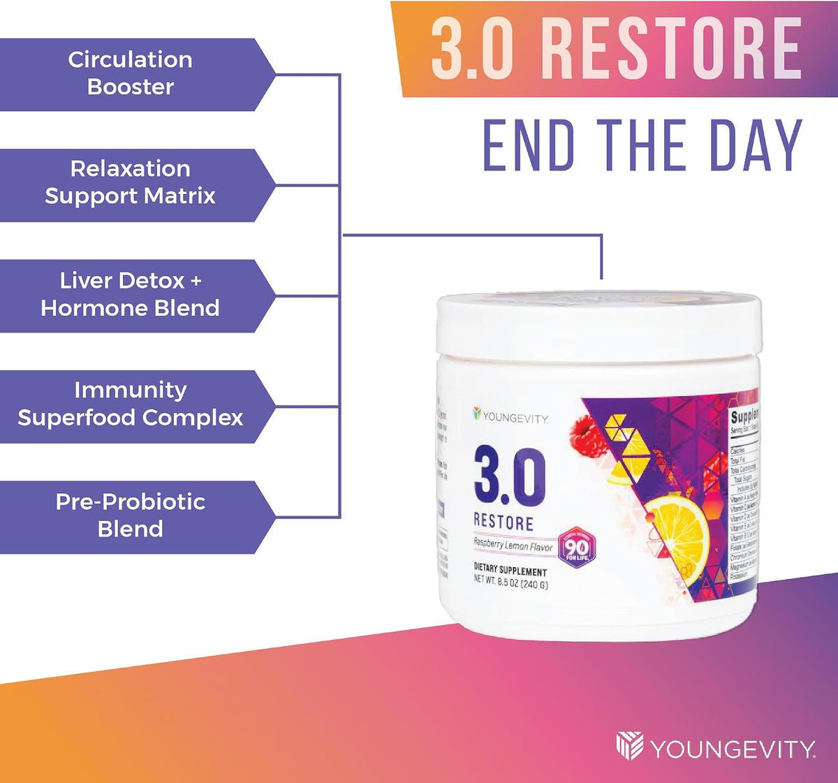 Youngevity Beyond Tangy Tangerine 3.0 Rise & Restore | Dual-System Supplement for Day & Night | Natural Energy, Cognitive Immune & Digestive Support | Acai Pomegranate & Raspberry Lemon - görsel 4