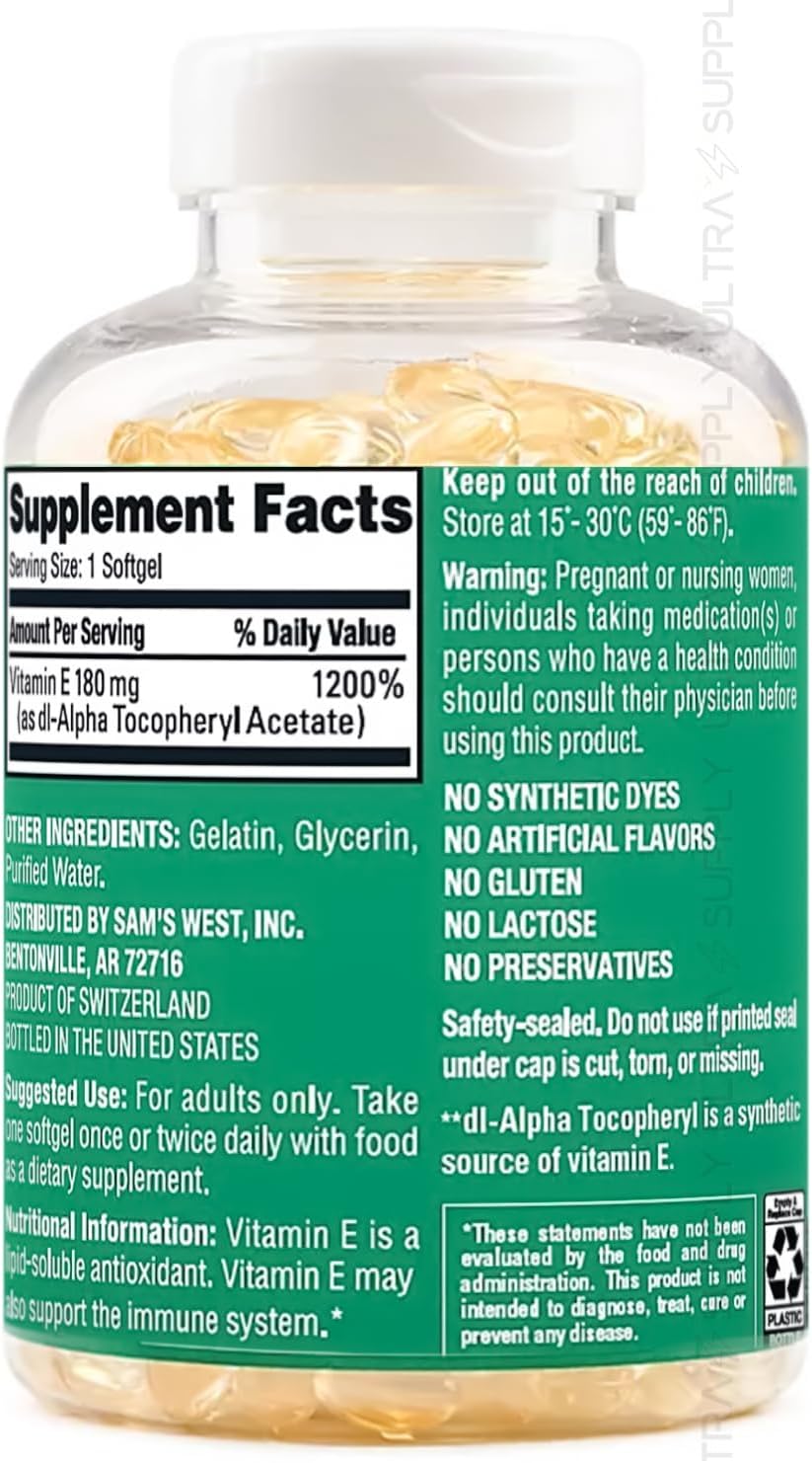 Members Mark Vitamin E 400 IU Soft gel capsules, 180 mg - 500 Count - görsel 2