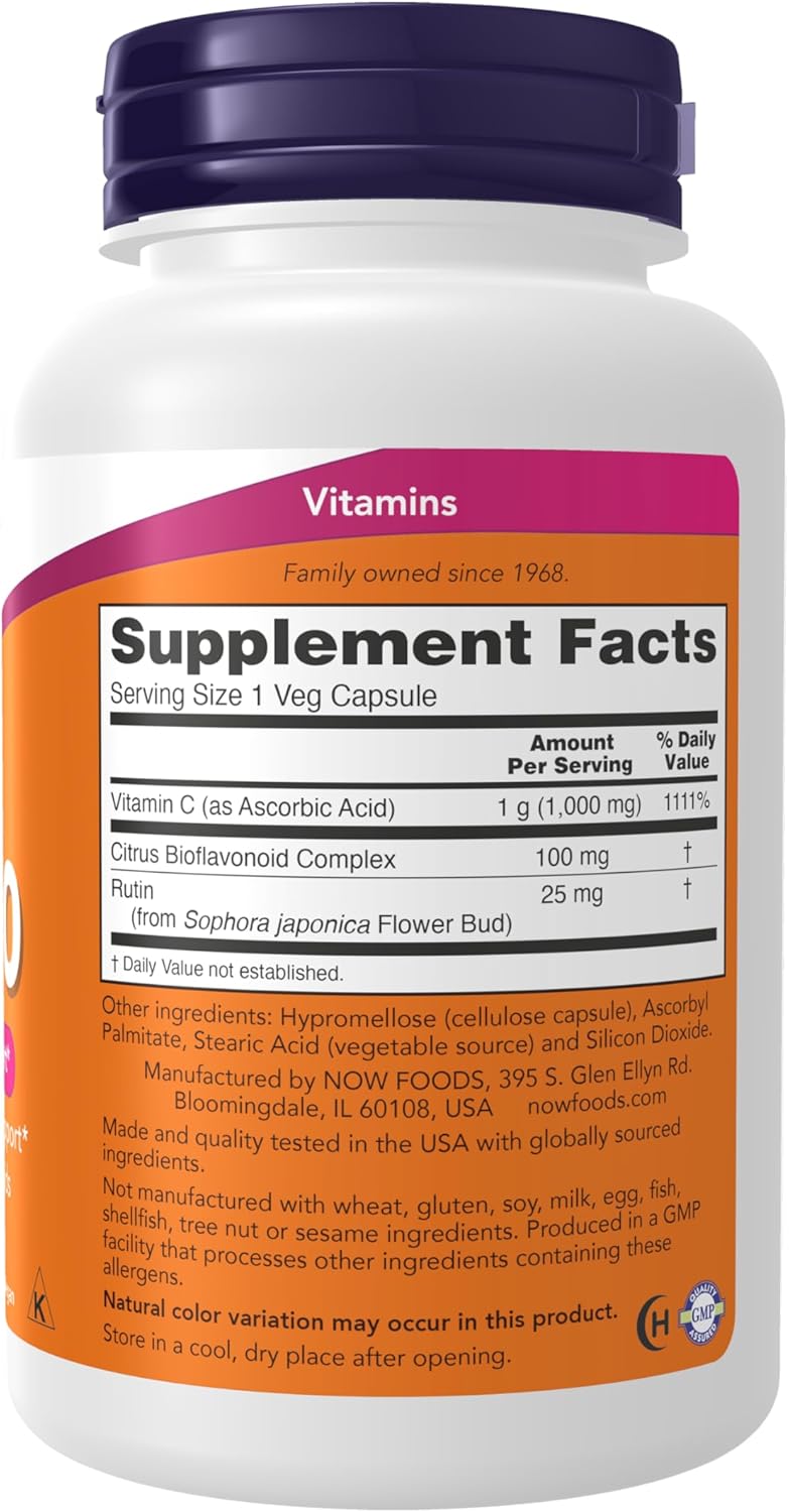 NOW Foods Vitamin C-1000 with Bioflavonoids, 100 Veg Capsules - görsel 2