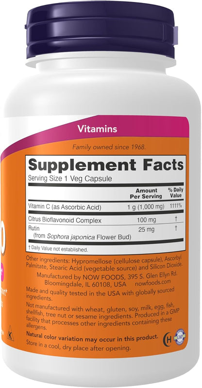NOW Foods Vitamin C-1000 with Bioflavonoids, 100 Veg Capsules