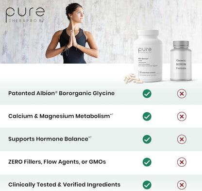 Pure TheraPro Rx Bio Boron - 30mg - 90 Capsules - Albion Bororganic Glycine Boron Supplement