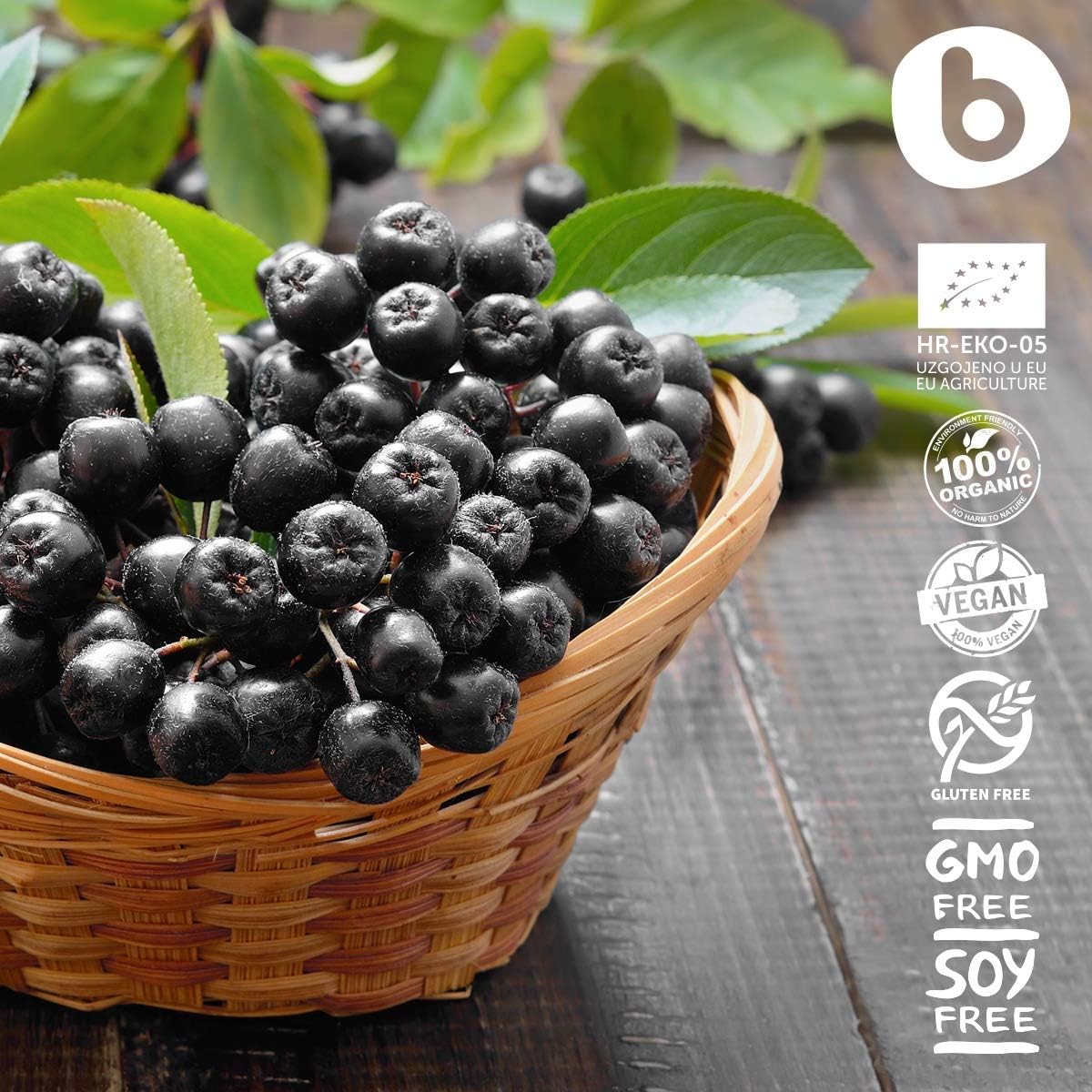 Organic Aronia Berry Capsules – Black Chokeberry Supplement – 500mg, 90 Vegan Capsules - görsel 5