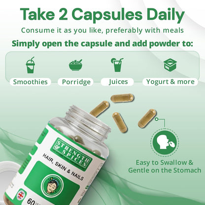 Strength & Spices Hair, Skin & Nails 100% Natural Supplement – 20 Ingredients with Biotin, Selenium & Zinc, 60 Vegan Capsules