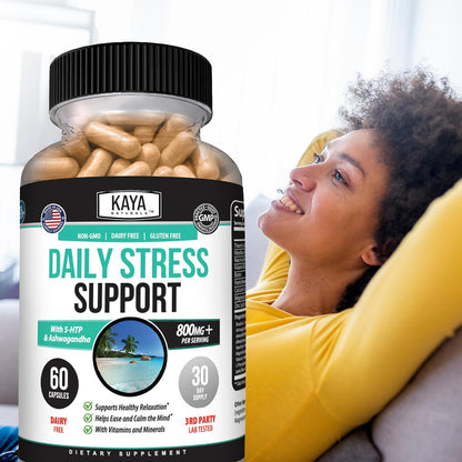 Kaya Naturals Natural Herbal Stress Support Supplement – 60 Capsules
