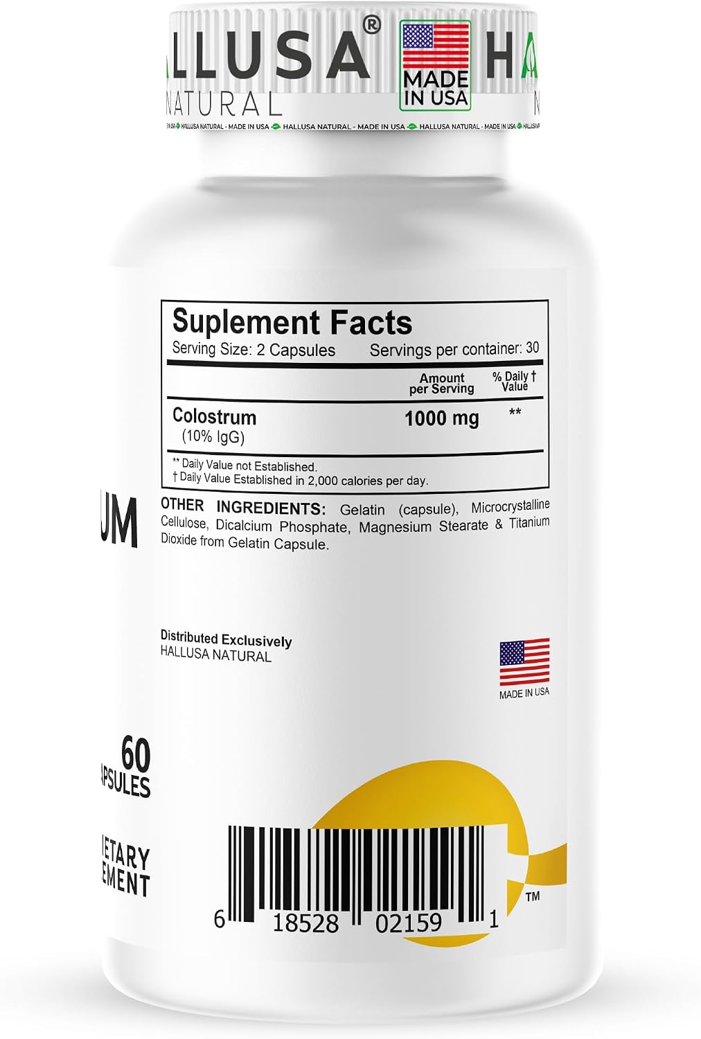 Hallusa Natural Colostrum Capsules – 1,000mg, 60 Capsules - görsel 9