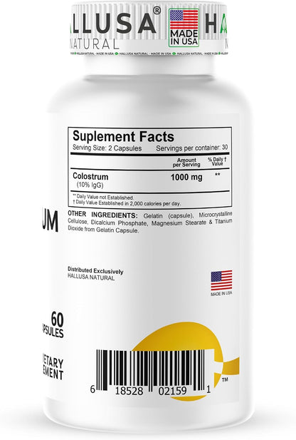 Hallusa Natural Colostrum Capsules – 1,000mg, 60 Capsules