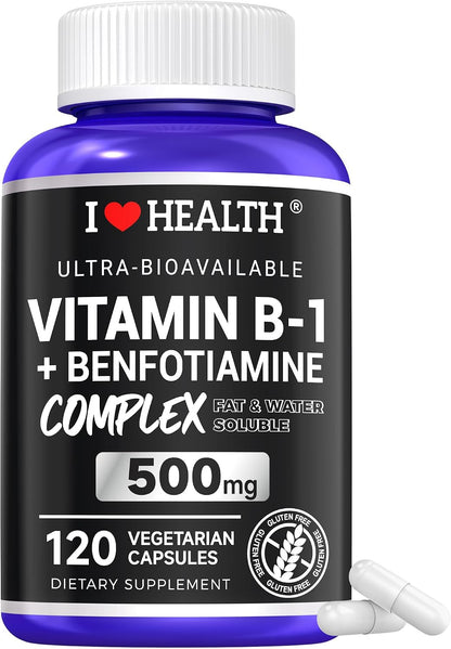 Benfotiamine 600mg Plus 20mg Vitamin B1 | 120 Veggie Capsules | Made in USA | Third-Party Tested