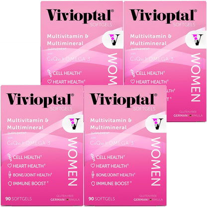 Vivioptal Women Multivitamin with CoQ10 & Omega-3, 90 Capsules - German Formula
