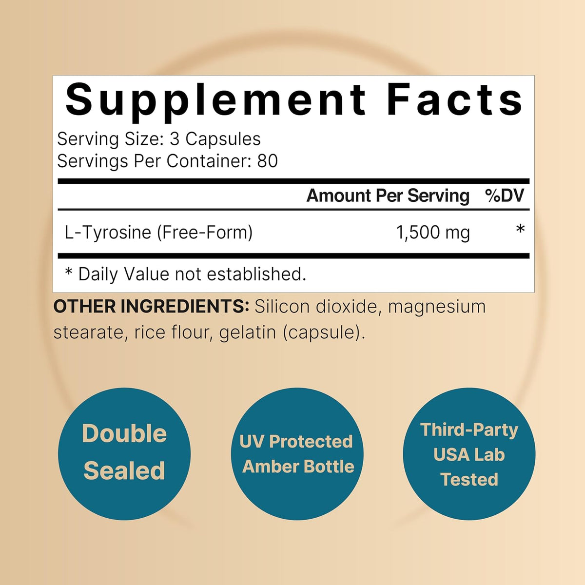 NatureBell L-Tyrosine Supplement – 1,500mg, 240 Capsules – Brain Health Support for Memory, Focus, and Mental Alertness – Non-GMO - görsel 2