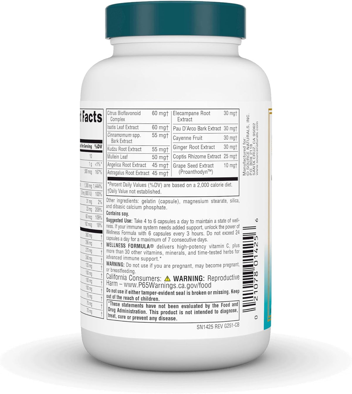 Source Naturals Wellness Formula Bio-Aligned Vitamins & Herbal Defence - 120 Capsules - görsel 3