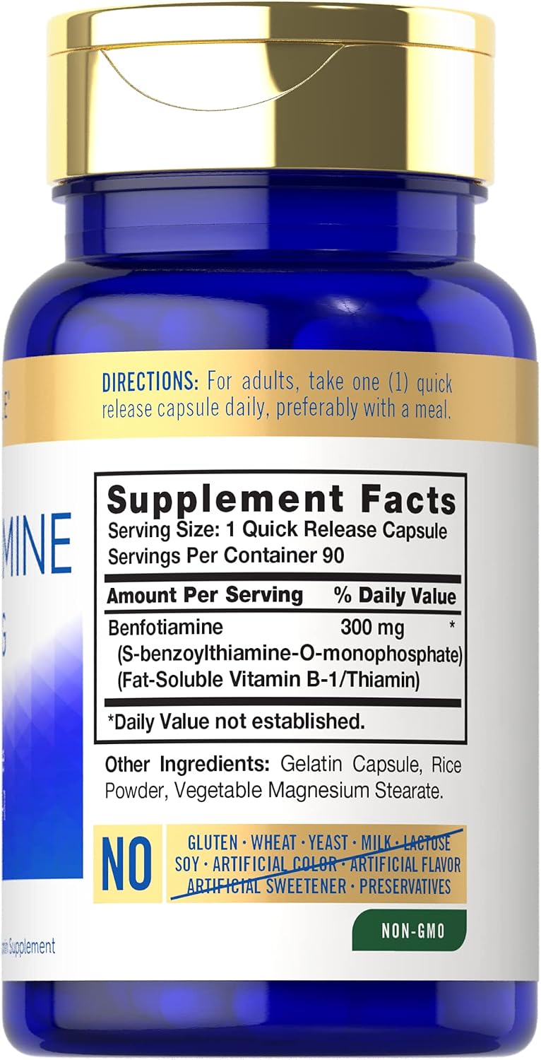Carlyle Benfotiamine 300mg – Fat Soluble Vitamin B1 Thiamine Supplement, 90 Capsules - görsel 2