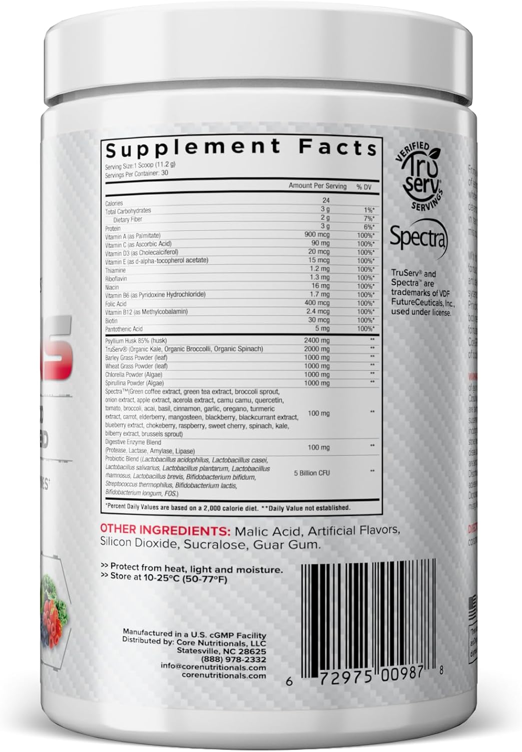 Core Nutritionals Greens | Premium Superfood Reds and Greens Blend | 5 Billion CFU Probiotics, Digestive Enzymes, and Antioxidants | 30 Servings (Berry Bliss) - görsel 9