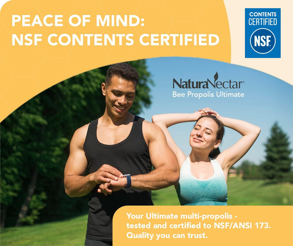 NaturaNectar Ultimate Bee Propolis Capsules – NSF Contents Certified – Brazilian Red, Brown & Green – Gluten-Free Supplement with Flavonoids (60 Capsules) - görsel 6
