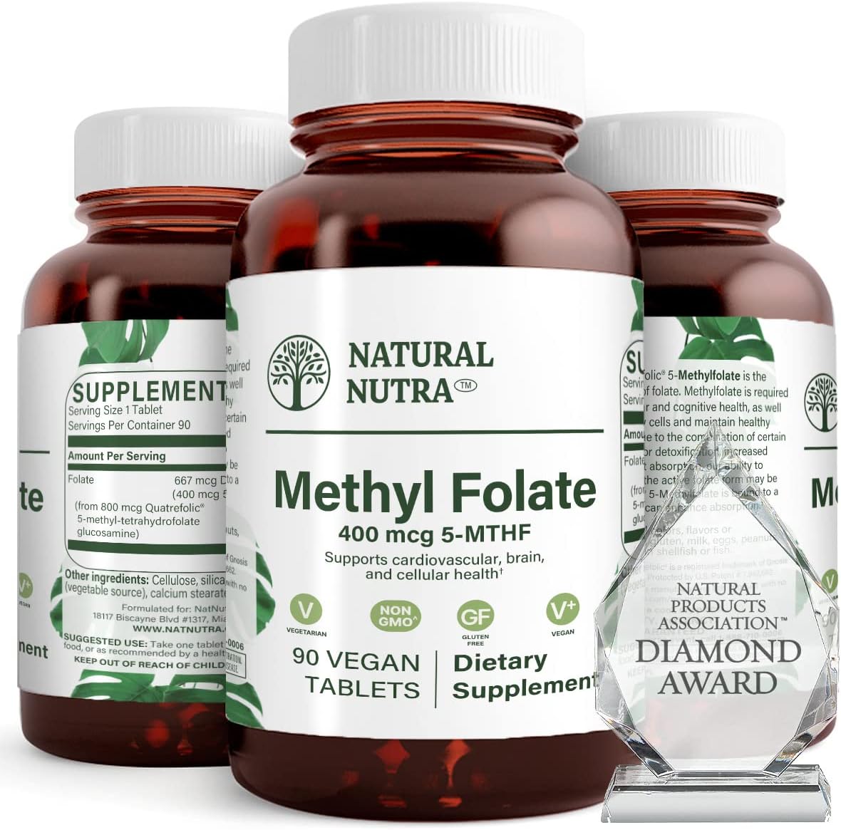 Natural Nutra Active Methyl Folate Supplement with Quatrefolic – 90 Vegan Tablets - görsel 1