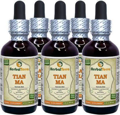 Tian Ma, Gastrodia (Gastrodia Elata) Tincture, Dried Tuber Liquid Extract, 5x2 fl.oz (5x60 ml)