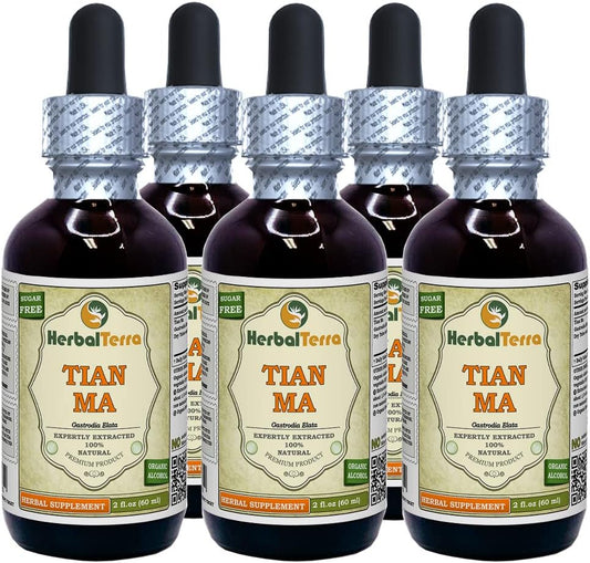 Tian Ma, Gastrodia (Gastrodia Elata) Tincture, Dried Tuber Liquid Extract, 5x2 fl.oz (5x60 ml)