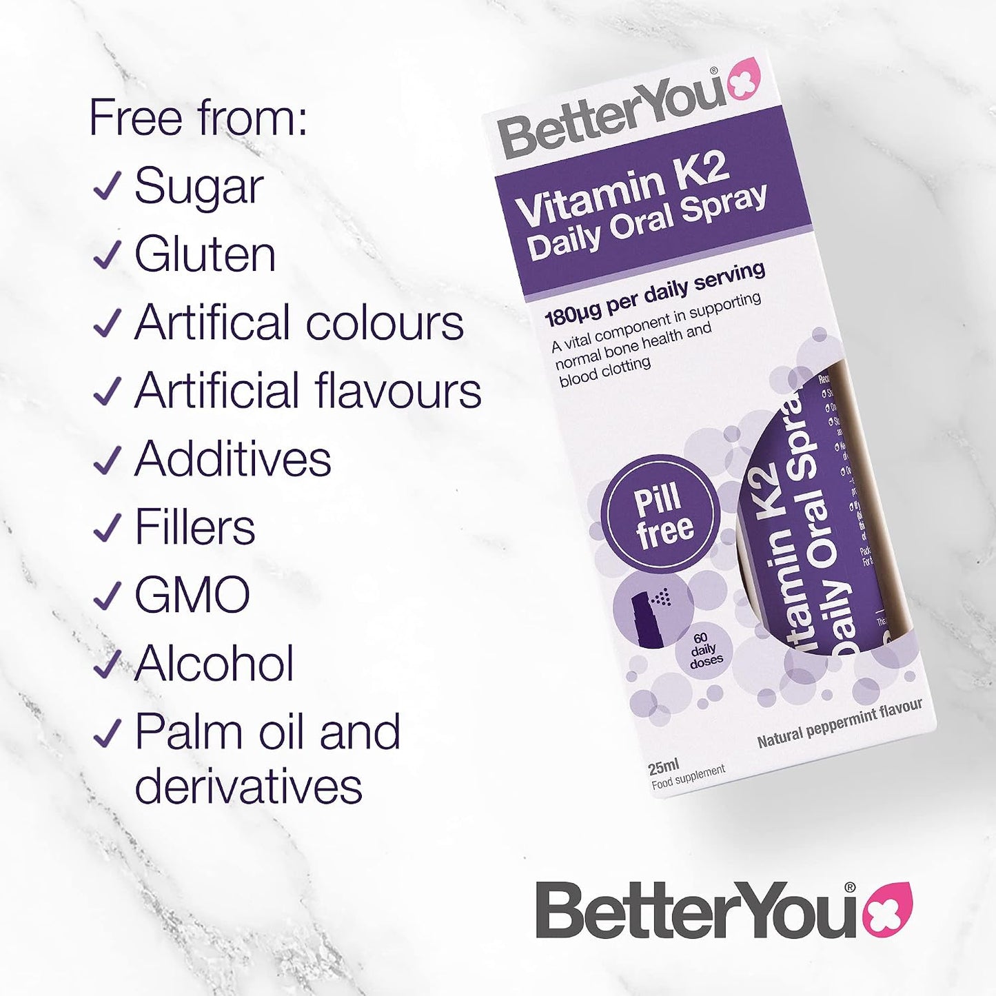 BetterYou Vitamin K2 Daily Oral Spray, 25ml - görsel 6