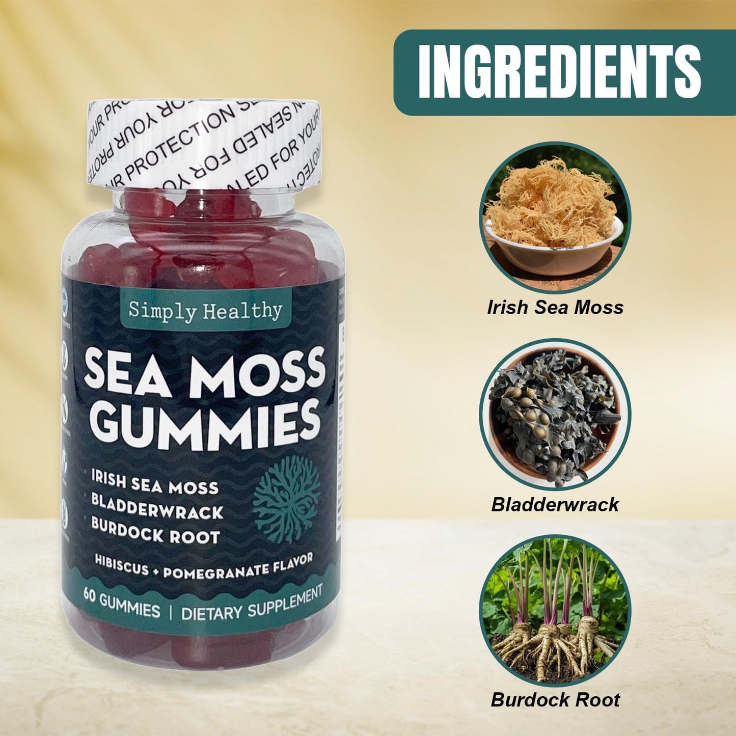 Premium Sea Moss Gummies with Bladderwrack and Burdock Root, 60 Count - görsel 5