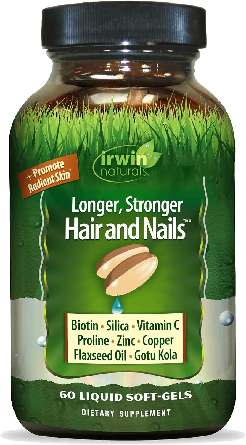 Irwin Naturals Healthy Skin & Hair Plus Nails – 60 Liquid Softgels – Image 1