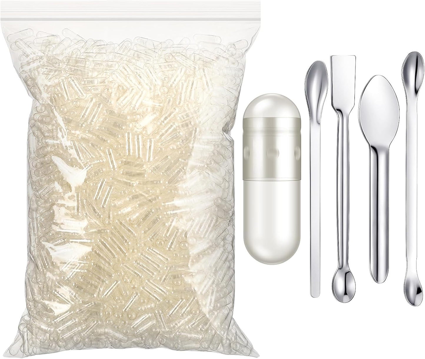 Timgle 2000 Count Empty Capsules with Lab Spoon Filling Kit - görsel 1