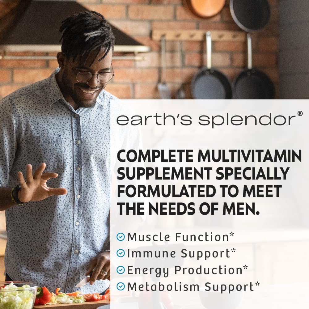 Earth's Splendor Men's Multivitamin with Vitamins D, C, B12, Zinc and Iron – 120 Tablets - görsel 3