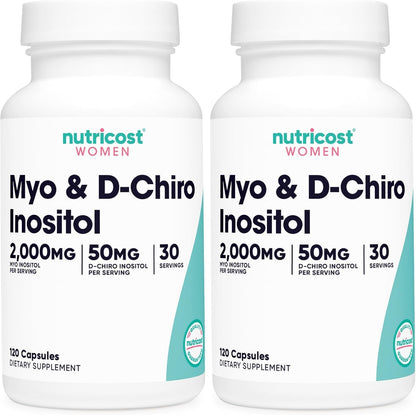 Nutricost Myo Inositol & D-Chiro Inositol for Women 2000 mg, 120 Capsules, 2000 mg Myo & 50 mg D-Chiro Per Serving, 30 Servings, Vegetarian-Friendly, Non-GMO & Gluten-free