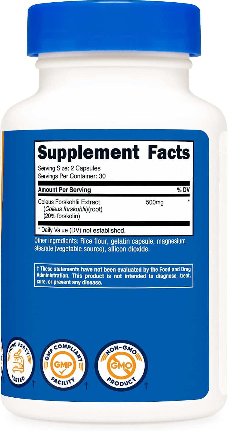 Nutricost Coleus Forskohlii 500 mg – Maximum Strength Formula (2 Bottles, 120 Capsules) - görsel 4