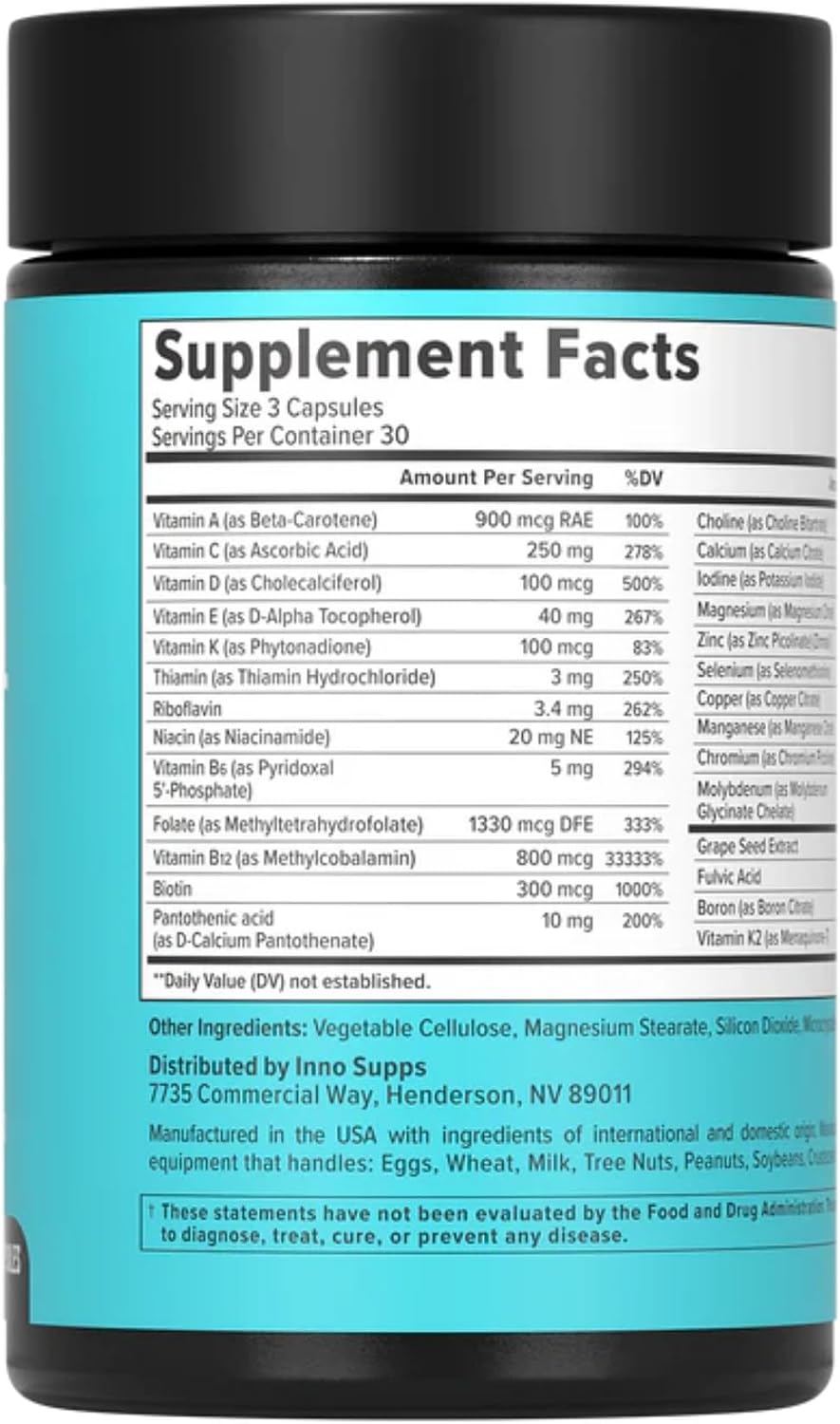 Inno Bio-Methyl Multi - Methylated Multivitamin with Magnesium, Folate, Zinc, and Vitamins (90 Capsules) - görsel 4