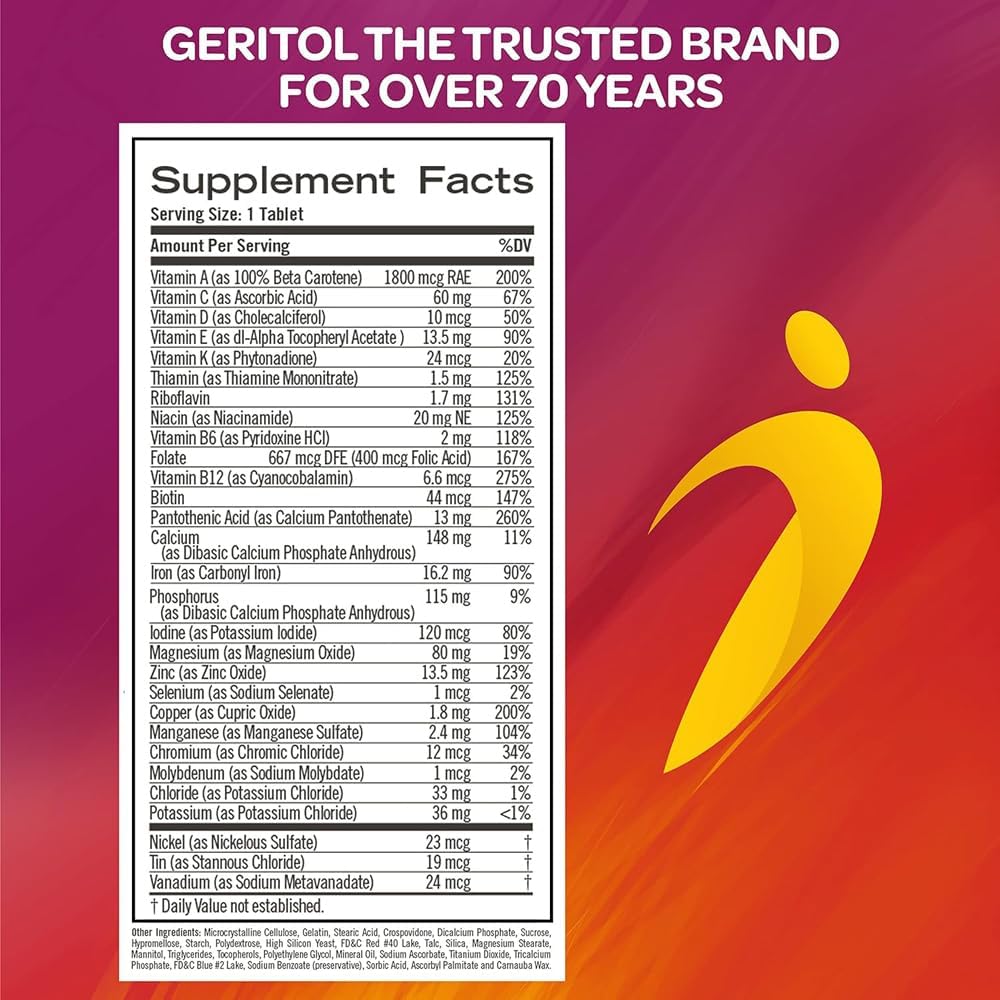 Geritol Multi-Vitamin Nutritional Support Tablets – 26 Essential Vitamins & Minerals, 40 Count (Pack of 2) - görsel 5