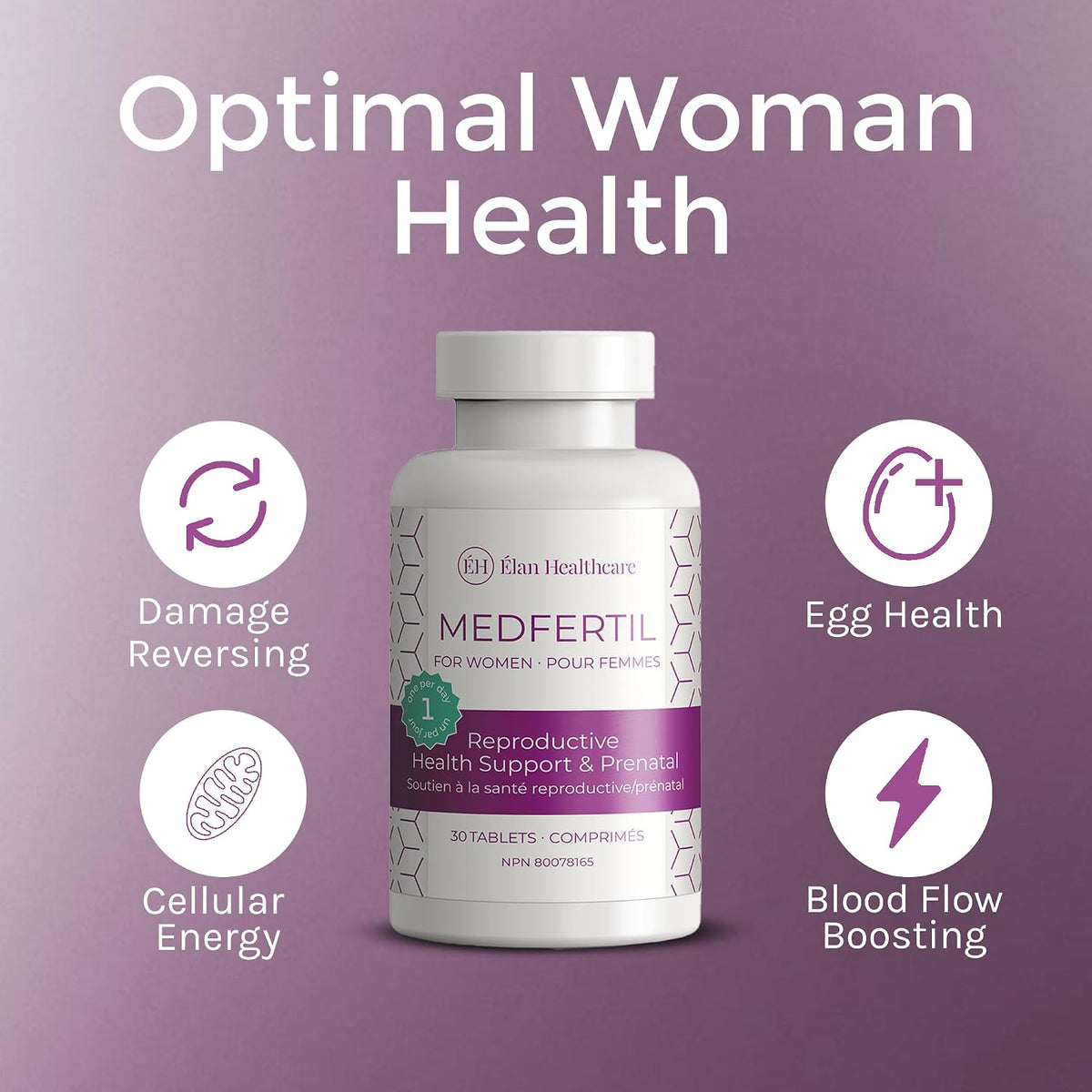 MedFertil Fertility Support Prenatal Vitamins with Myo Inositol, Folic Acid, Iron, Iodine, Biotin & B Vitamins – 30 Tablets - görsel 3