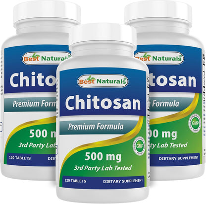 Best Naturals Chitosan 500 mg - 120 Tablets (Pack of 3)