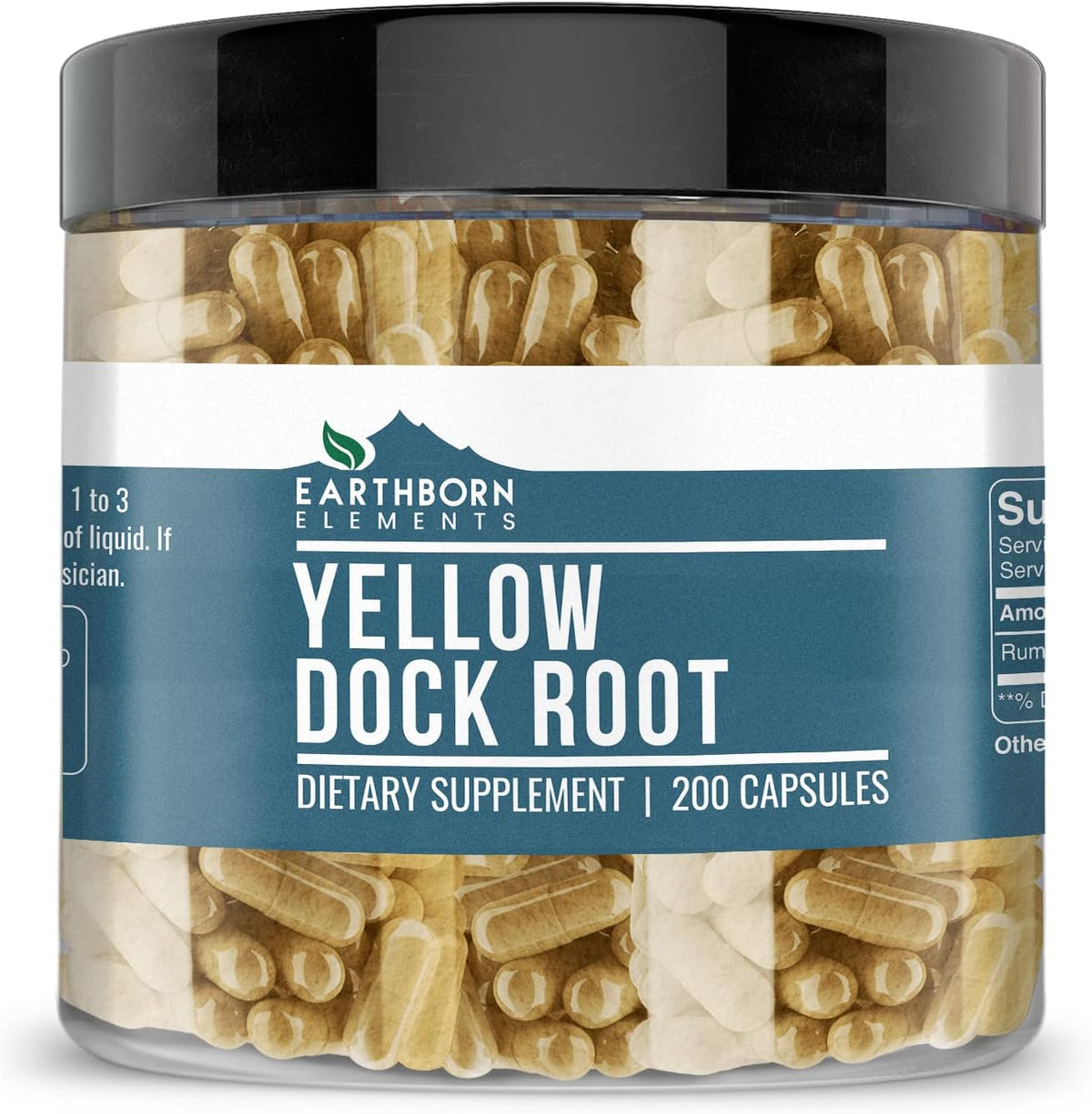 Earthborn Elements Yellow Dock Root 200 Capsules, Pure & Undiluted, No Additives - görsel 1
