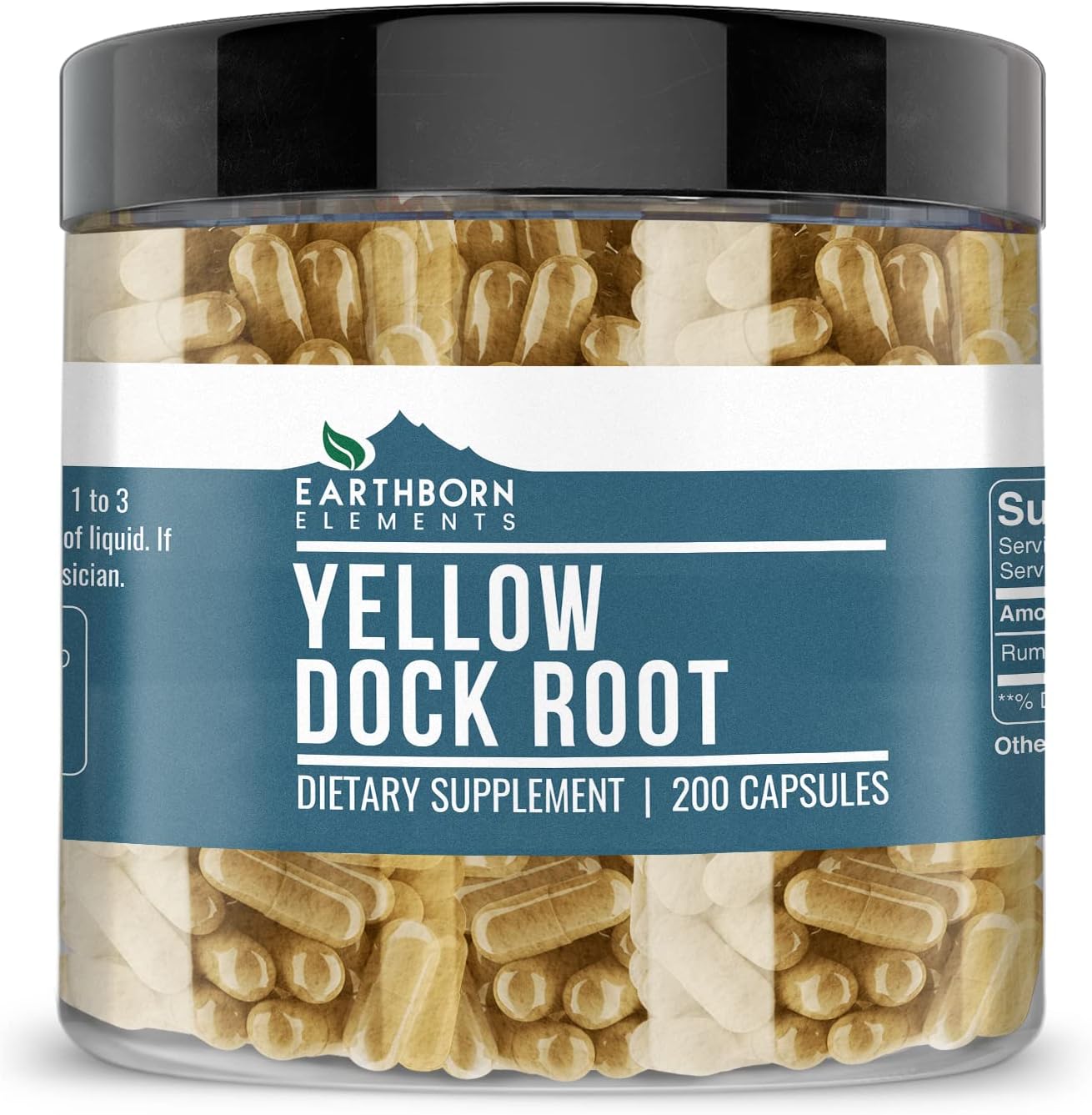 Earthborn Elements Yellow Dock Root 200 Capsules, Pure & Undiluted, No Additives - görsel 1