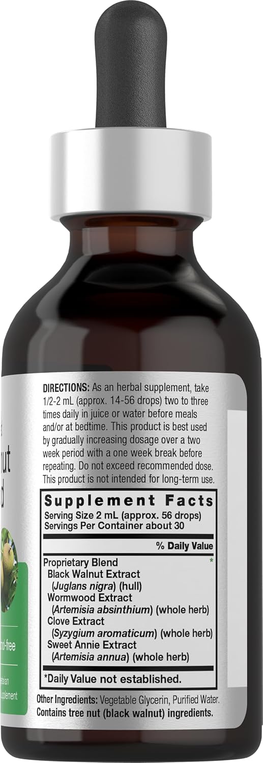 Horbäach Black Walnut Hull & Wormwood Extract Tincture - 59 ml, Alcohol-Free Liquid Supplement - görsel 2