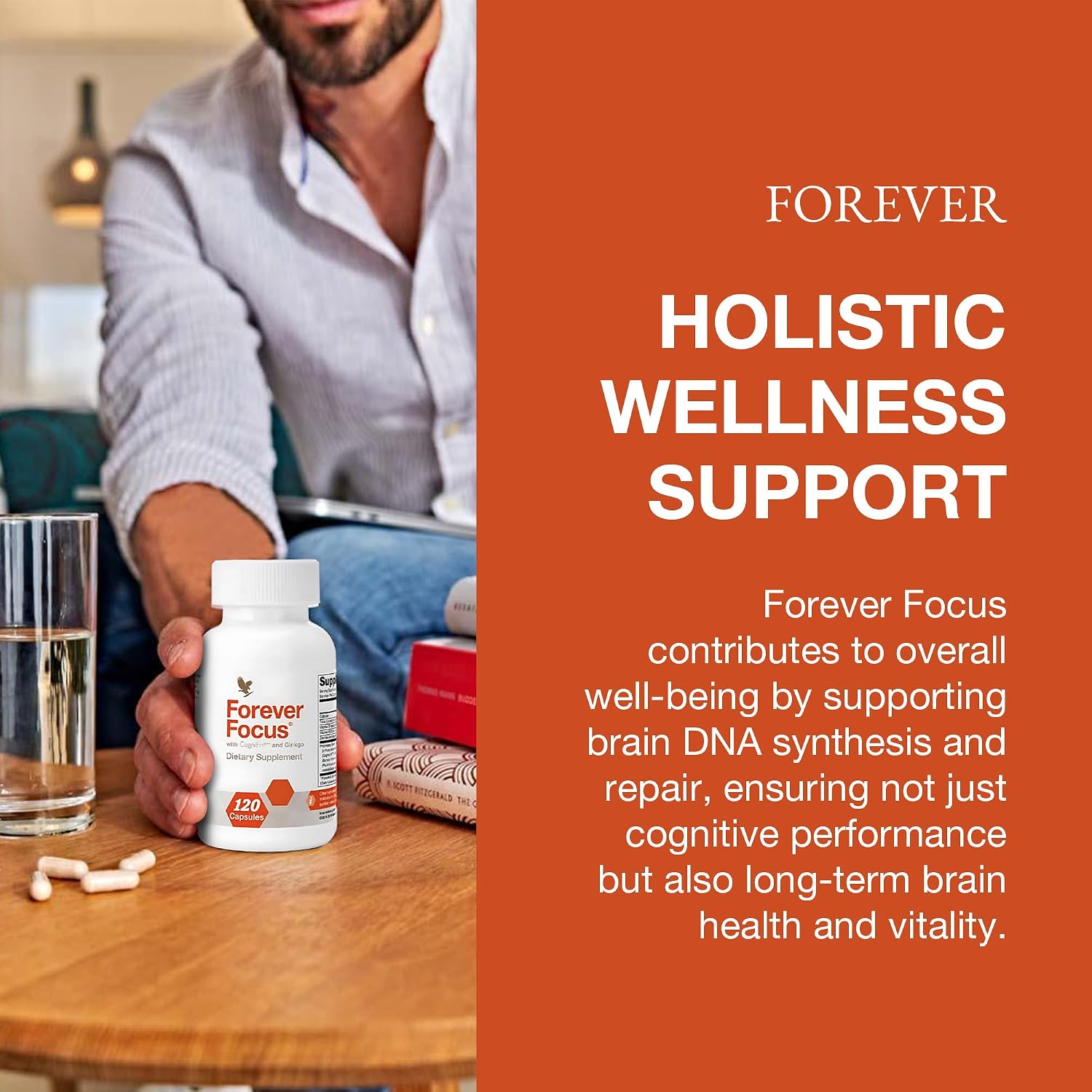Forever Focus - Brain Clarity and Focus Supplement with Cognizin, Bacopa, and B Vitamins (120 Capsules) - görsel 6