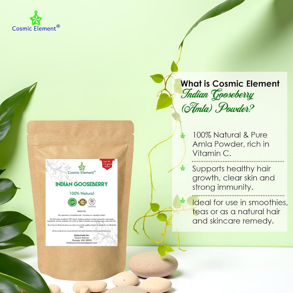 Cosmic Element 100% Pure Organic Amla Powder – Rich in Vitamin C, 113 g - görsel 3
