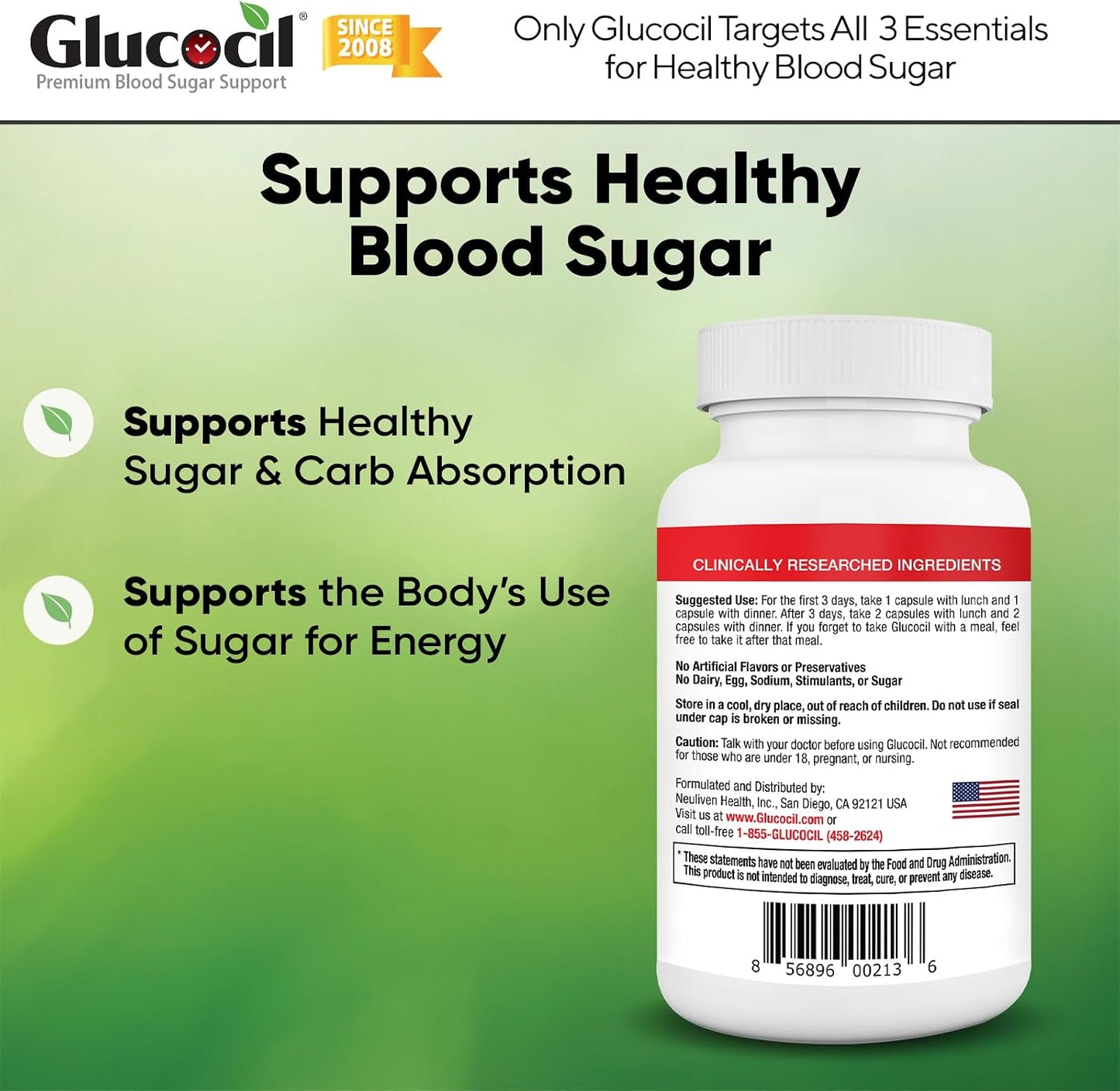 Glucocil Vegetarian Capsules – Premium Blood Sugar Support with Berberine and Mulberry Leaf - görsel 3
