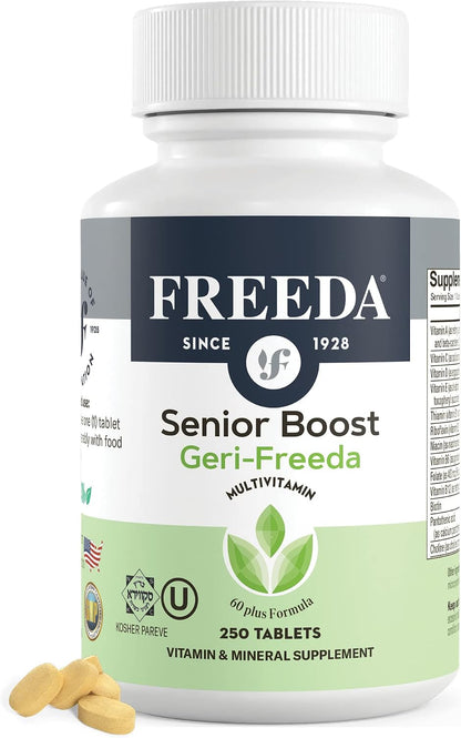 Freeda Senior Multivitamin - Daily Multivitamin for Men and Women Over 60 - 250 Coated Tablets