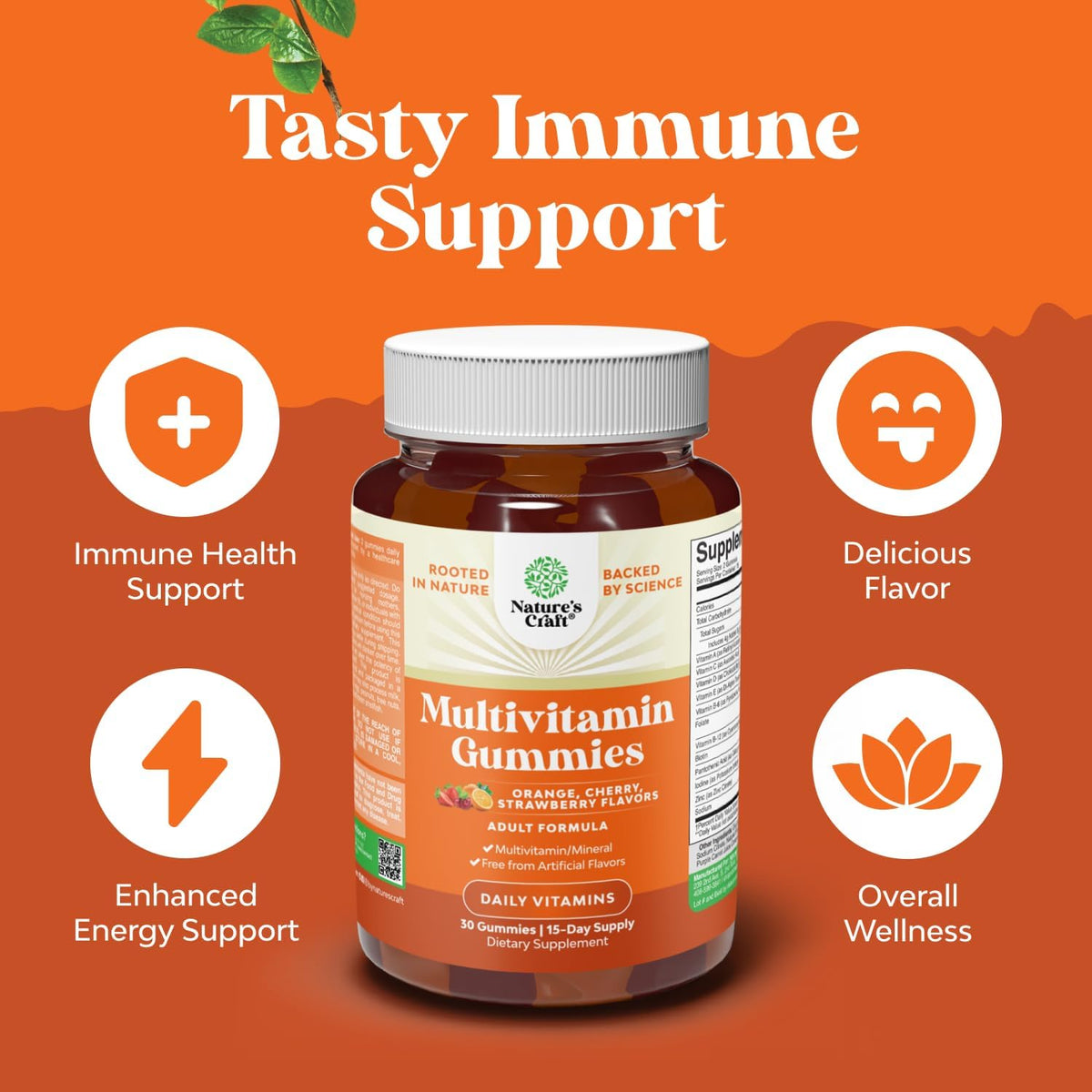 Potent Daily Multivitamin Gummies for Adults – Wellness Blend of Vitamin D, A, C, E, Zinc and Folate – Adult Vitamin Gummy for Energy and Immunity – Non-GMO, Gluten-Free and Halal Gummies (30 Count) - görsel 4