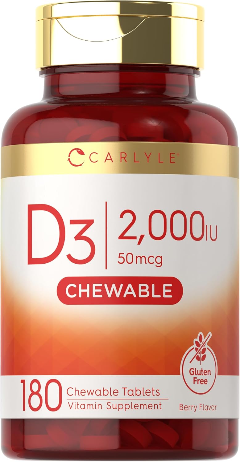 Carlyle Chewable Vitamin D3 2000 IU - 180 Berry Flavoured Tablets - görsel 1