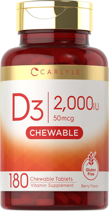 Carlyle Chewable Vitamin D3 2000 IU - 180 Berry Flavoured Tablets
