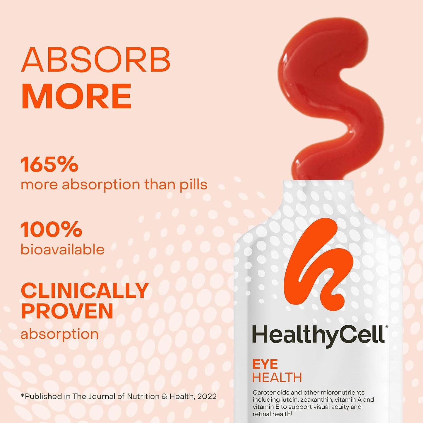 Healthycell Eye Health Daily Liquid Supplement - Eye Vitamins and Minerals with Lutein, Zeaxanthin, Astaxanthin and Beta Carotene for Sight Care and Macular Support - 30 Gel Packs - görsel 3