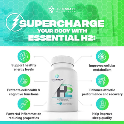 Essential H2 Fizzy Molecular Hydrogen Tablets for Water (Unflavoured, 30 Servings)