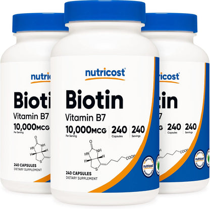Nutricost Biotin (Vitamin B7) 10,000mcg (10mg), 120 Capsules – Vegan, Gluten-free, Non-GMO