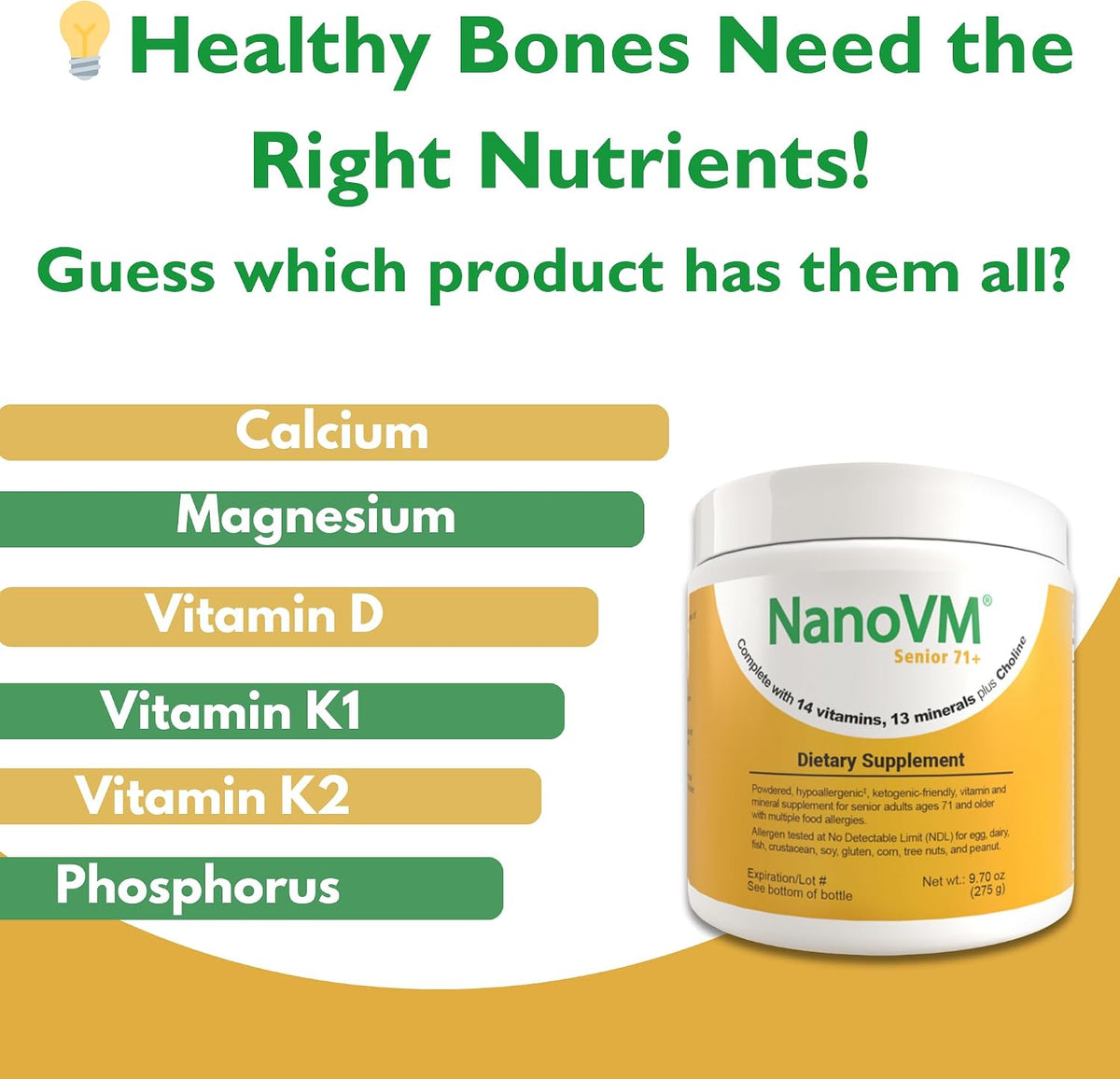 NanoVM Senior 71+ Allergen-Free Multivitamin Powder, 275 g - görsel 4