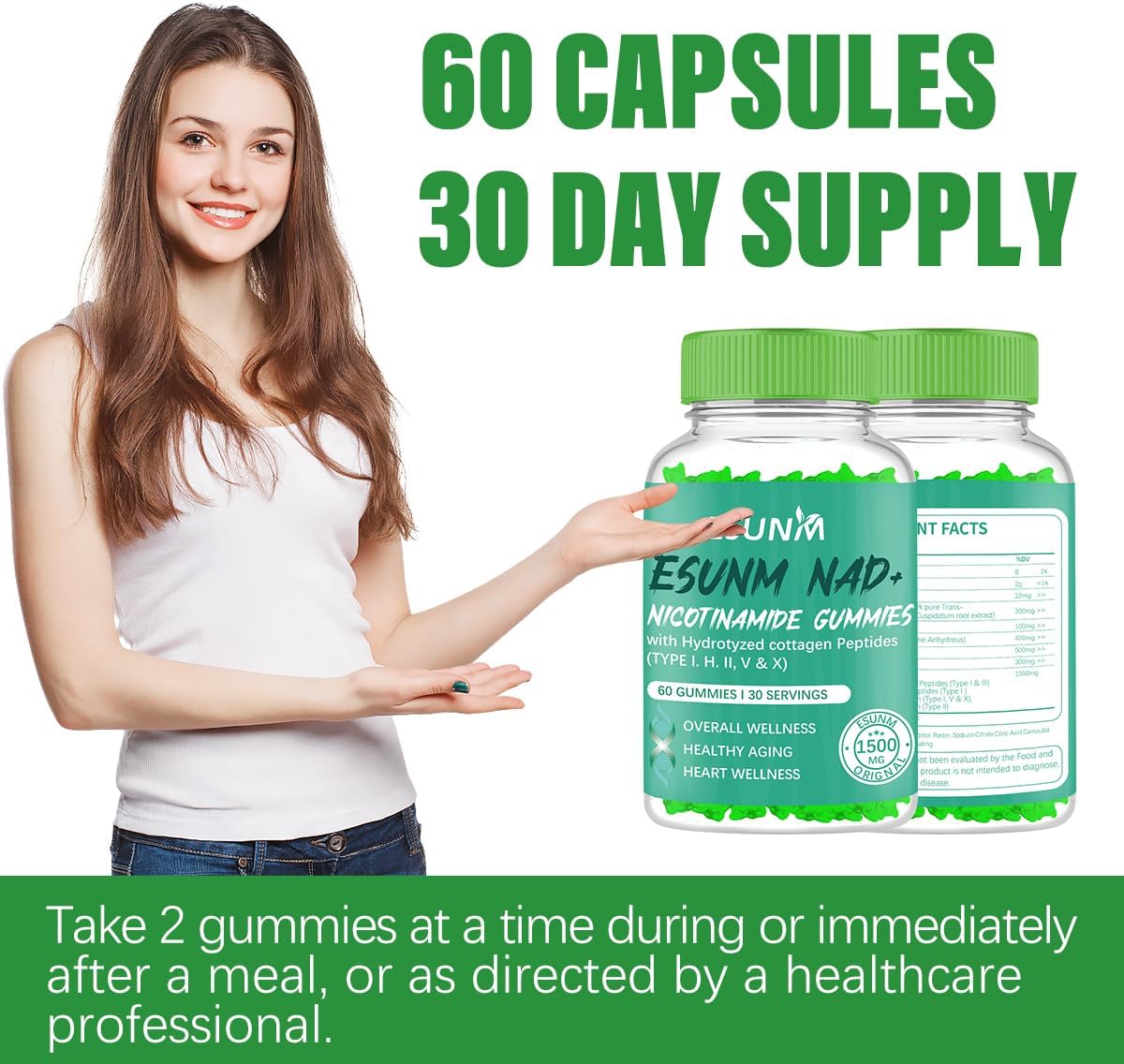 ESUNM Nicotinamide Riboside Gummies with Resveratrol – 60 Gummies - görsel 7