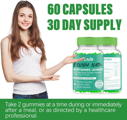 ESUNM Nicotinamide Riboside Gummies with Resveratrol – 60 Gummies