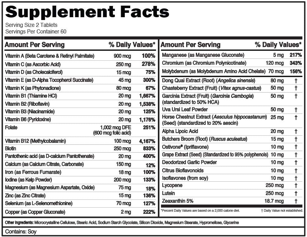 Evlution Nutrition Women's Multivitamin - Full Spectrum Vitamins & Minerals, Immune Health, Skin, Hair, Bone & Eye Health, 120 Tablets - görsel 2